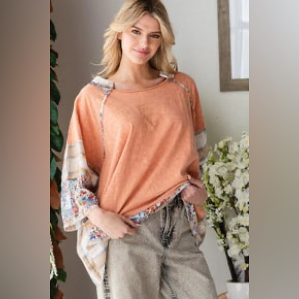 Oli & Hali Washed Multi Print Oversized Top